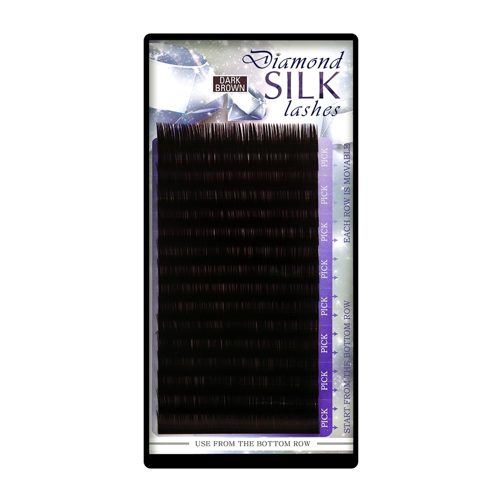 Pestañas Diamond Silk Marrón Oscuro -  10 mm, C, 0,07 mm